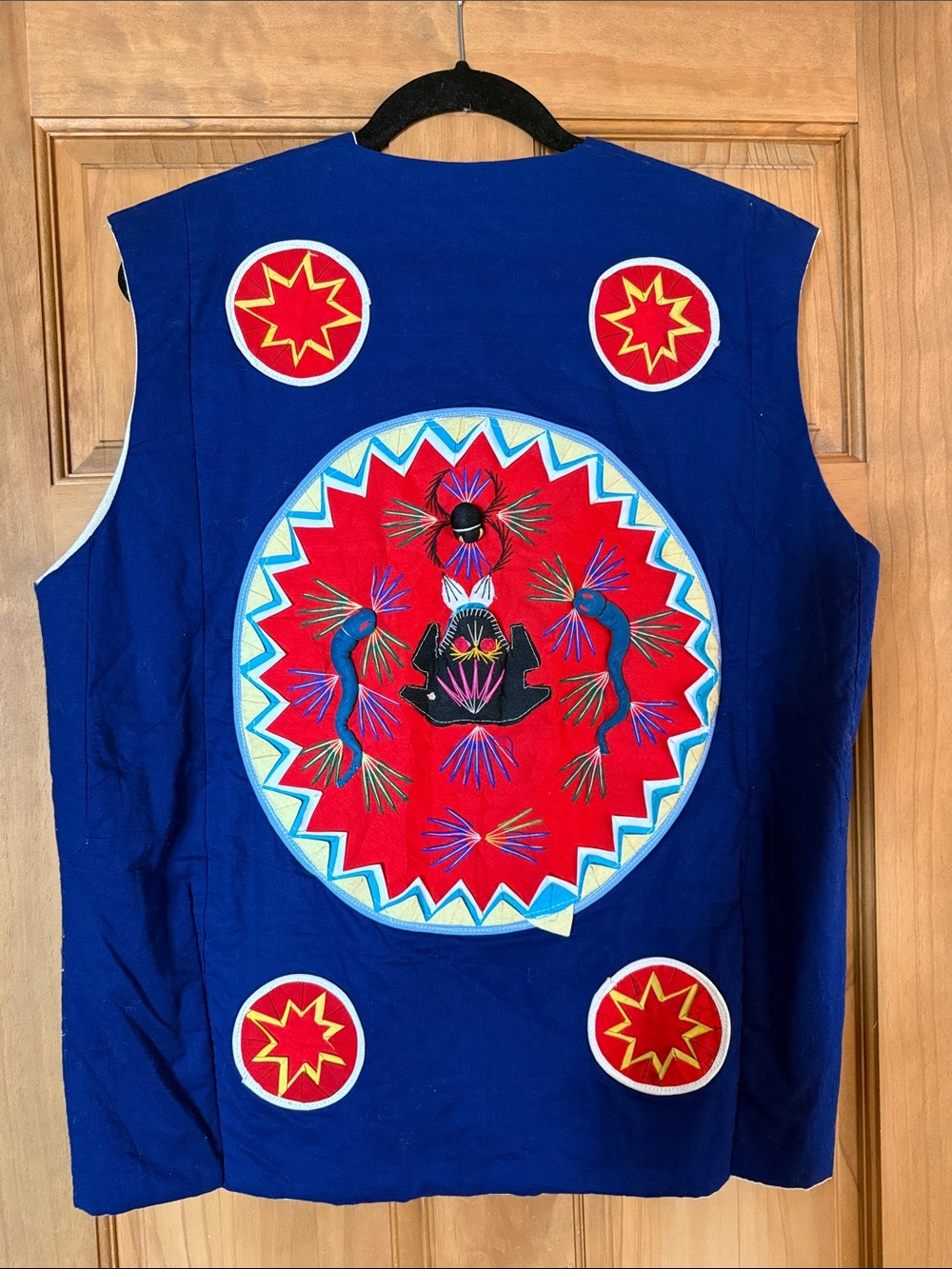 Vintage Blue Embroidered Free People Style Vest with Red accents 👀